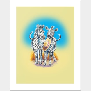 2 Zebra's Posters and Art